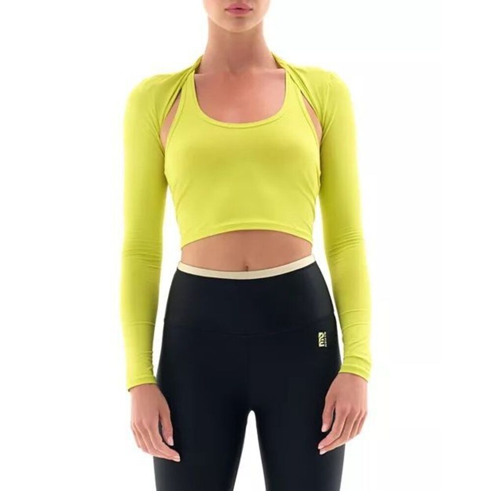 P.E Nation Fluxus Long Sleeve Cropped Top Sulphur Spring‎ Size XL NWT